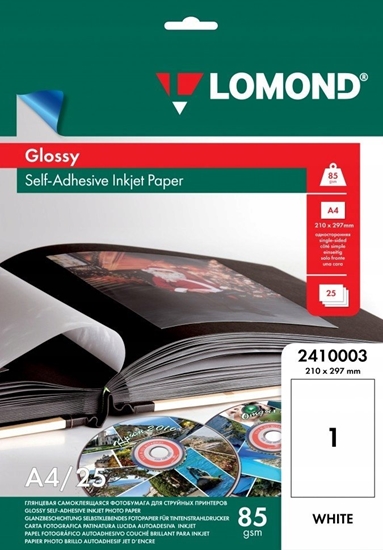Picture of Lomond Self Adhesive Inkjet Photo Paper Glossy A4, 25 sheets