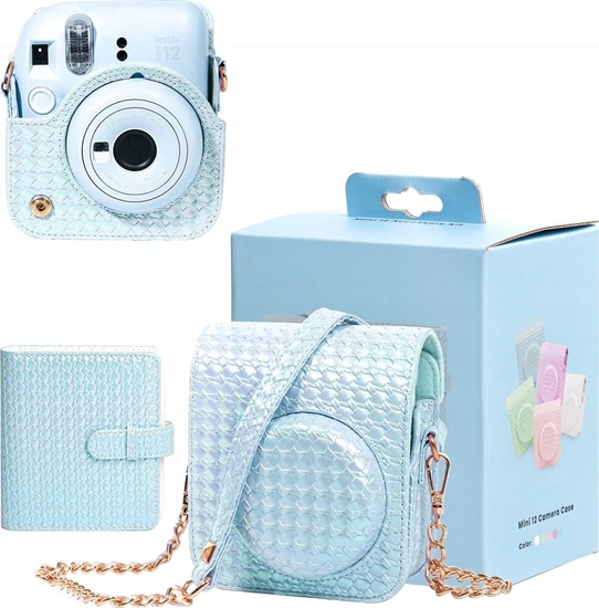 Изображение LoveInstant Zestaw 2w1 Futera Etui Case Do Fuji Instax Mini 12 + Album Na 64 Zdjcia / Niebieski
