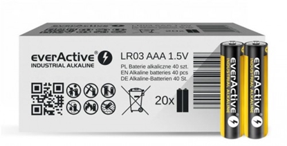 Attēls no LR03/AAA baterijas 1.5V everActive Industrial Alkaline MN2400/E92 iepakojumā 40 gb