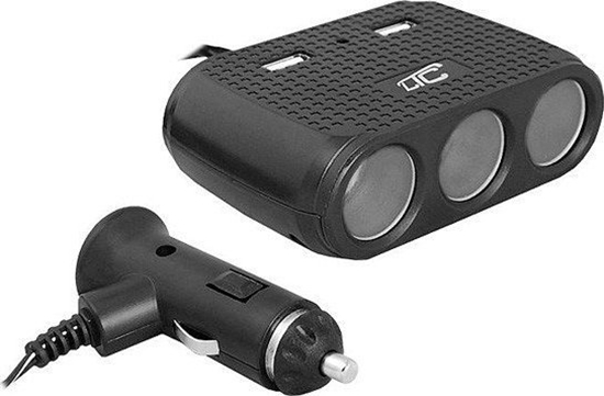 Picture of LTC LTC Adapter CAR FIRE 3 gniazda 120W, 2xUSB 1A, 12/24V, AS7C, czarny.