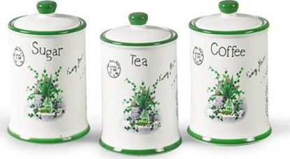 Picture of Maestro ZESTAW 3 POJEMNIKÓW CERAMICZNYCH NA KAW, HERBAT I CUKIER MAESTRO MR-20065-03CS