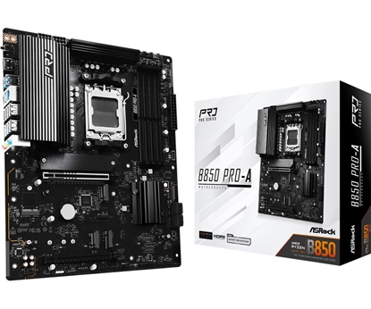 Изображение Mainboard|ASROCK|AMD B850|SAM5|ATX|Memory DDR5|Memory slots 4|1xPCI-Express 4.0 16x|1xPCI-Express 5.0 16x|1xM.2|1xHDMI|1xAudio-In|1xAudio-Out|1xMicrophone|6xUSB 2.0|4xUSB 3.2|2xUSB-C|1xRJ45|B850PRO-A