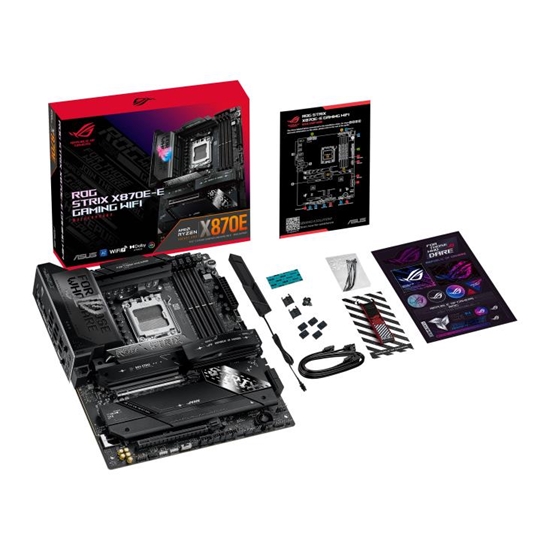 Изображение Mainboard|ASUS|AMD X870E|SAM5|ATX|Memory DDR5|Memory slots 4|1xPCI-Express 4.0 16x|1xPCI-Express 5.0 16x|5xM.2|1xHDMI|9xUSB 3.2|2xUSB-C|2xUSB4|1xOptical S/PDIF|STRIXX870E-EGAMINGWIFI