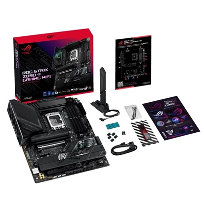 Attēls no Mainboard|ASUS|Intel Z890|LGA1851|ATX|Memory DDR5|Memory slots 4|1xPCI-Express 4.0 16x|1xPCI-Express 5.0 16x|5xM.2|1xHDMI|1xDisplayPort|1xAudio-In|1xAudio-Out|2xUSB 2.0|4xUSB 3.0|4xUSB 3.1|2xUSB-C|2xUSB-C w/Thunderbolt|1xOptical S/PDIF|1xRJ45|ROGSTRIXZ89