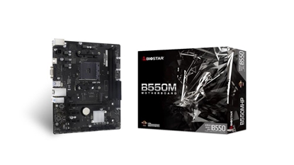 Attēls no Mainboard|BIOSTAR|AMD B550|SAM4|Micro-ATX|Memory DDR4|Memory slots 2|2xPCI-Express 3.0 1x|1xPCI-Express 3.0 16x|1xPCI-Express 4.0 16x|1xM.2|1x15pin D-sub|1xHDMI|8xUSB 2.0|4xUSB 3.2|1xPS/2|1xRJ45|3xAudio port|B550MHP