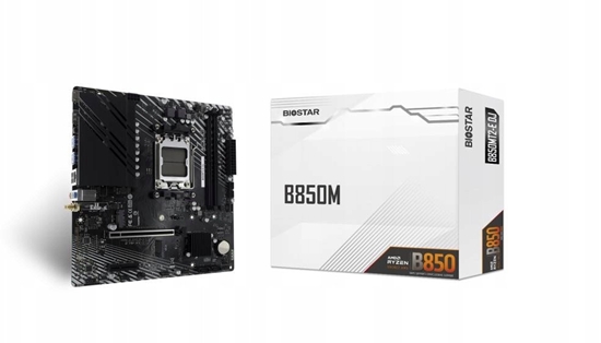 Picture of Mainboard|BIOSTAR|AMD B850|Socket AM5|micro ATX|RAM DDR5-SDRAM|2xSlots|Wi-Fi Yes|Bluetooth Yes|2xNumber of M.2 (M) slots|B850MT2-EDJ