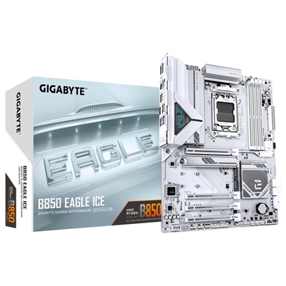 Attēls no Mainboard|GIGABYTE|AMD B850|SAM5|ATX|Memory DDR5|Memory slots 4|2xPCI-Express 3.0 1x|1xPCI-Express 4.0 4x	|1xPCI-Express 5.0 16x|3xM.2|1xHDMI|1xDisplayPort|4xUSB 2.0|2xUSB 3.2|1xUSB-C|1xRJ45|3xAudio port|B850EAGLEICE