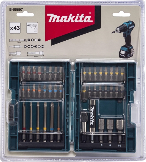 Picture of Skrūvgriežu uzgaļu komplekts Makita B-55697; 43 gab.