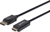 Изображение Manhattan DisplayPort 1.1 to HDMI Cable, 1080p@60Hz, 1.8m, Male to Male, DP With Latch, Black, Not Bi-Directional, Three Year Warranty, Polybag