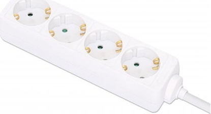 Picture of Manhattan Power Distribution Unit EU (2-pin), x4 gang/output, 2m cable, 16A, White, Extension Lead, PDU, Power Strip, Three Year Warranty