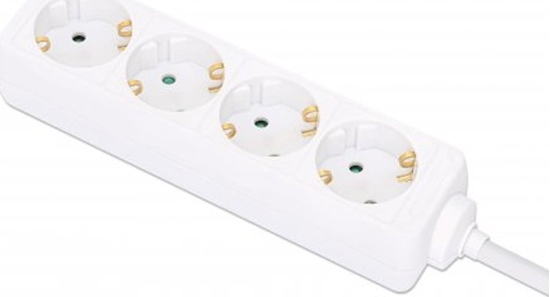 Picture of Manhattan Power Distribution Unit EU (2-pin), x4 gang/output, 2m cable, 16A, White, Extension Lead, PDU, Power Strip, Three Year Warranty