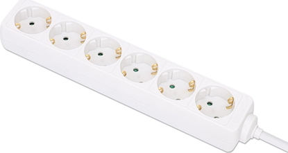 Picture of Manhattan Power Distribution Unit EU (2-pin), x6 gang/output, 2m cable, 16A, White, Extension Lead, PDU, Power Strip, Three Year Warranty