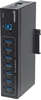Picture of Manhattan USB-A 7-Port Hub Industrial, 7x USB-A Ports, 5 Gbps (USB 3.2 Gen1 aka USB 3.0), 20 kV ESD Protection, A/C, Bus and Terminal-Block Power Options, DIN Rail, Wall Mountable, Metal Housing, Screw-Lock Security, SuperSpeed USB, Black, Three Year Warr