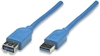 Picture of Manhattan USB-A to USB-A Extension Cable, 2m, Male to Female, Blue, 5 Gbps (USB 3.2 Gen1 aka USB 3.0), Equivalent to USB3SEXT2MBK (except colour), SuperSpeed USB, Lifetime Warranty, Polybag