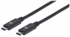 Picture of Manhattan USB-C to USB-C Cable, 1m, Male to Male, Black, 10 Gbps (USB 3.2 Gen2 aka USB 3.1), 5A (super fast charging), Equivalent to USB31C5C1M, SuperSpeed+ USB, Lifetime Warranty, Polybag