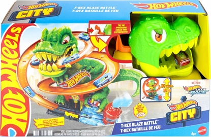 Picture of Mattel Tor samochodowy Hot Wheels City - Zakrcony Tor Remiza T-Rexa  (965-2502)