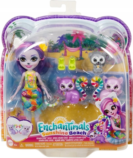Изображение Mattel Lalka Enchantimals + figurki zwierztek Rodzina Lemurów