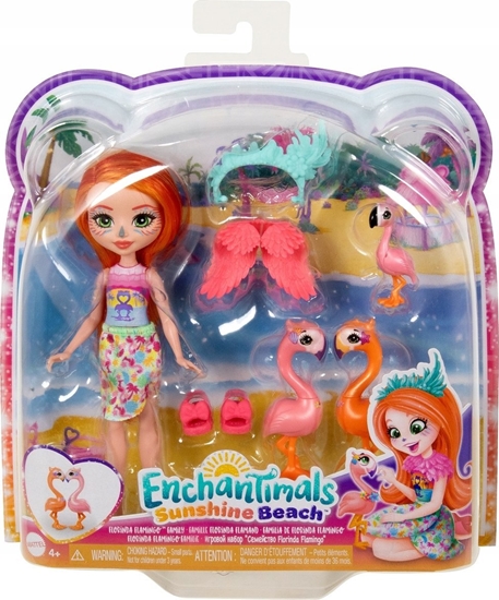 Picture of Mattel Lalka Enchantimals Rodzina Flamingów Florinda Flamingo + 3 Zwierztka
