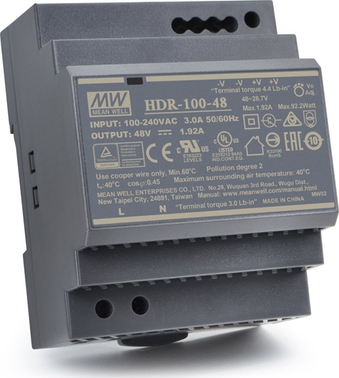 Picture of Mean Well Zasilacz 48V na szyn DIN TH35 100W Mean Well HDR