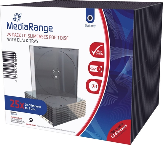Picture of MediaRange CD-Slimcases f. 1 Disc m. schwarz Tray 25er-Pack