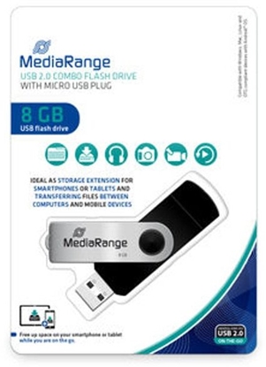 Picture of MediaRange MR930-2 pami USB 8 GB USB Type-A / Micro-USB 2.0 Czarny, Srebrny