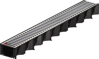 Picture of Melns plastm. kanāls ar cink. režģi HexaLine L=1m