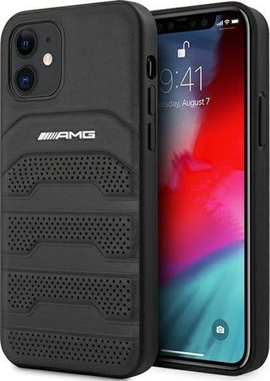 Picture of Mercedes AMG AMHCP12SGSEBK iPhone 12 mini 5,4" czarny/black hardcase Leather Debossed Lines