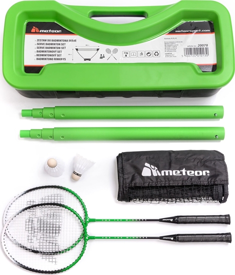 Picture of Meteor Zestaw do badmintona 2 rakietki + 2 lotki + siatka Meteor