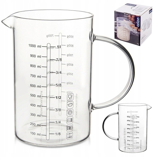 Изображение Miarka Kuchenna Miara Kubek z Podziak Dzbanek Szklana Uchwyt ORION 1 L