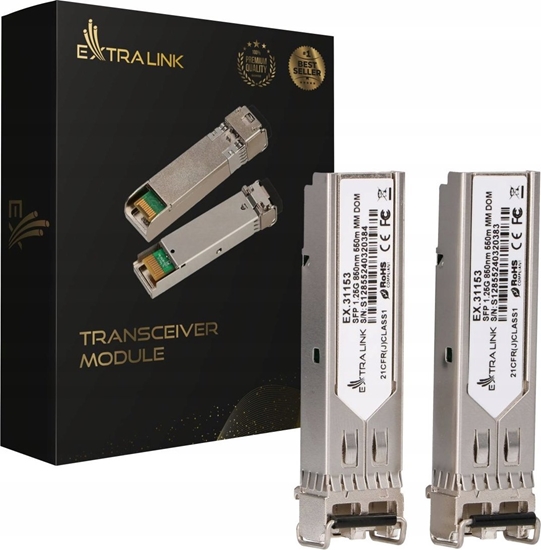Picture of Modu SFP ExtraLink Extralink SFP 1.25G 2-pack | Modu SFP | 1,25Gbps, LC/UPC, 850nm, 550m, multi mode, DOM