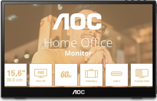 Picture of AOC 16T3EA | 16 " | IPS | FHD | 16:9 | 60 Hz | 4 ms | 1920 x 1080 pixels | 250 cd/m² | Black