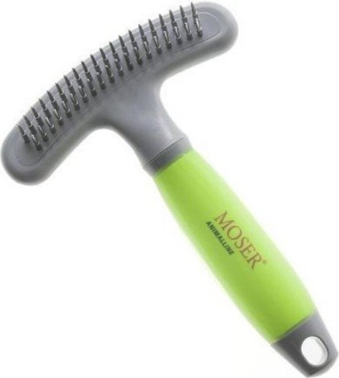 Picture of Moser Zgrzebo dla psów, dwa rzdy metalowych zbów obrotowych, 17,5cm, szarozielone