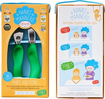 Изображение Nana`s Manners Sztuce ksztatujce chwyt Etap 3 Green Nanas Manners