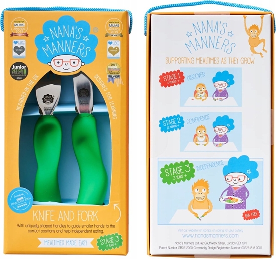 Изображение Nana`s Manners Sztuce ksztatujce chwyt Etap 3 Green Nanas Manners