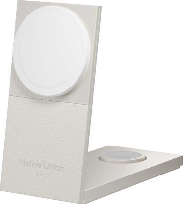 Изображение Native Union Rise 3-in-1 INT Qi2 Wireless Charger - bezprzewodowa adowarka Qi2 15W do trzech urzdze kompatybilna z MagSafe, adapter oraz wtyczki EU i UK w zestawie (sandstone)
