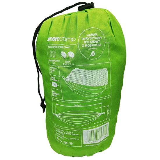 Picture of Neilona tūristu šūpuļtīkls 300x140 cm ar noņemamu moskītu tīklu Vēsi zaļi pelēks