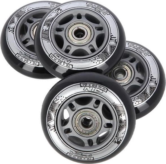 Picture of NILS Extreme PU 72x24 82A CZARNE N (4 szt.) + ABEC-9 (8 szt.) ZESTAW NILS EXTREME