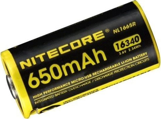 Picture of Nitecore 16340 - 650mAh 3,6V - 3,7V NL1665R Li-ion z micro USB