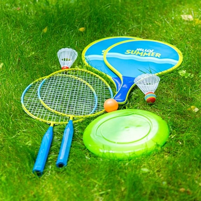 Attēls no NRZ053 3IN1 / BADMINTONA KOMPLEKTS 2 RAKETES 2 PLUDŽAS RAKETES SHUTTLECOCKS FRIZBI JUNIOR NILS