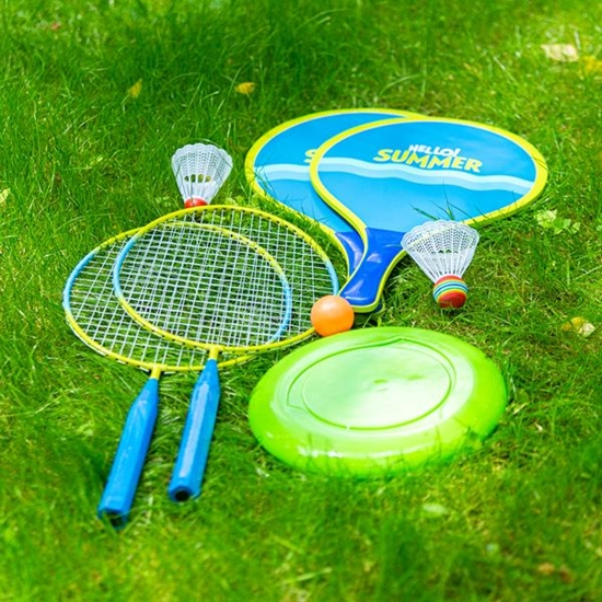 Picture of NRZ053 3IN1 / BADMINTONA KOMPLEKTS 2 RAKETES 2 PLUDŽAS RAKETES SHUTTLECOCKS FRIZBI JUNIOR NILS