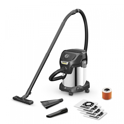 Изображение Vacuum Cleaner|KARCHER|Suction power 230 AW|Input power 1000 W|Dust capacity 17 L|Drum vacuum|Cleaning type dry&wet|Dust container Dust bag|Colour Black/Silver|1.628-449.0