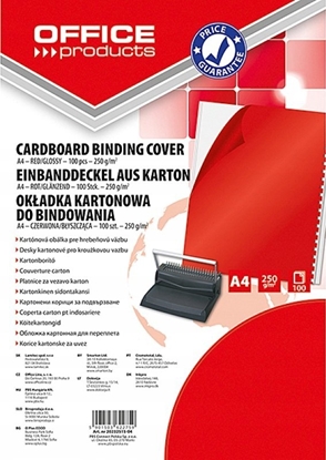 Picture of Office Products Okadki do bindowania OFFICE PRODUCTS, karton, A4, 250gsm, byszczce, 100szt., czerwone