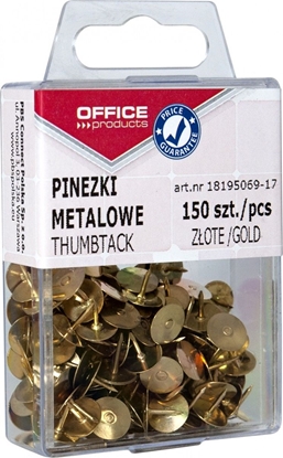 Изображение Office Products Pinezki metalowe OFFICE PRODUCTS, w pudeku, 150 szt., zote