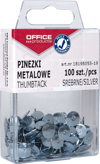 Picture of Office Products PINEZKI SREBRNE OFFICE PRODUCTS 100 SZT.