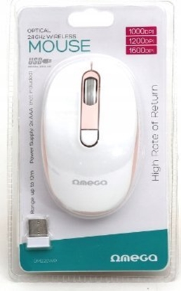 Изображение Mysz Omega OMEGA MYSZ BEZPRZEWODOWA MOUSE WIRELESS 1000/1200/1600 DPI WHITE-PINK [45861]