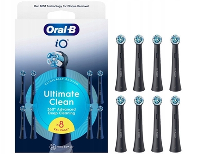 Attēls no Oral-B Replaceable toothbrush heads | iO UltimateClean | Heads | For adults | Number of brush heads included 8 | Black