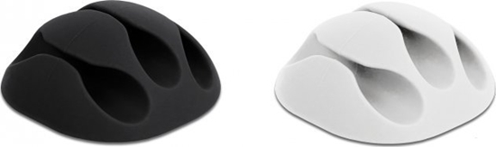 Picture of Delock Cable Holder with 3 feed-throughs self-adhesive Set 6 pieces black / white