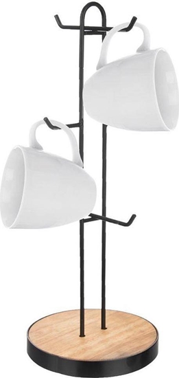 Picture of Orion Stojak na kubki filianki metalowy wieszak kuchenny na 6 kubków czarny 15,5x40 cm RADKA