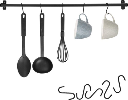 Picture of Orion Wieszak reling drek kuchenny na przybory metalowy czarny haczyki 78,5 cm
