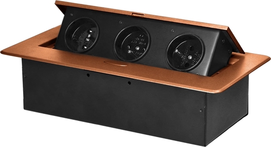 Picture of Orno Gniazdo meblowe Orno OR-GM-9032/C wpuszczane w blat z paskim frezowanym rantem 3x2P+Z zote